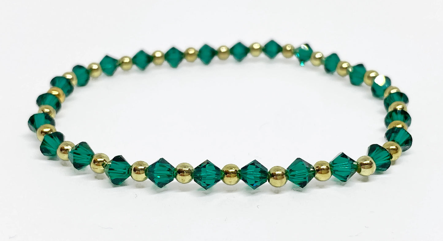 Swarovski Crystal Stretch Accent Bracelet in Emerald and Gold