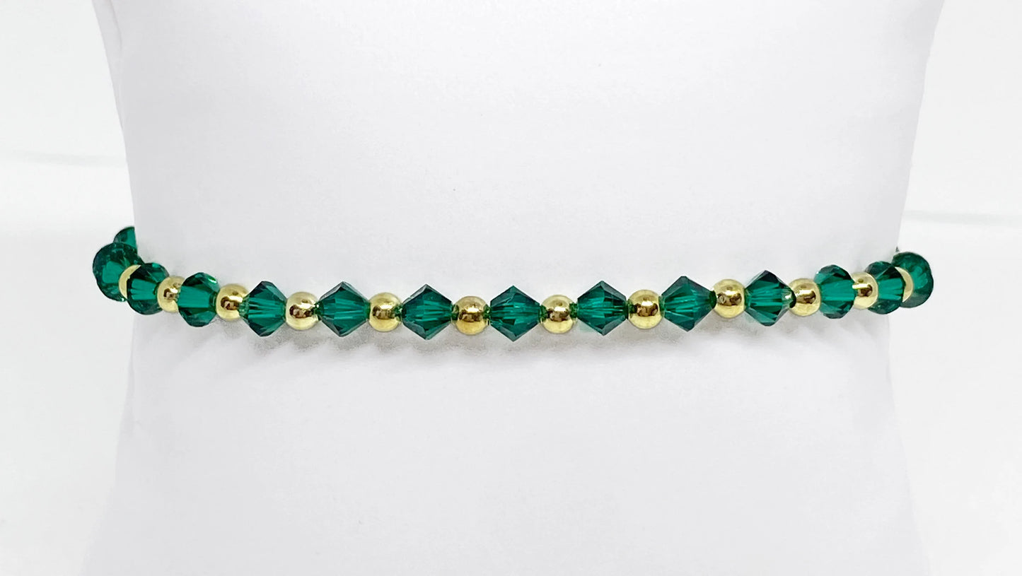 Swarovski Crystal Stretch Accent Bracelet in Emerald and Gold