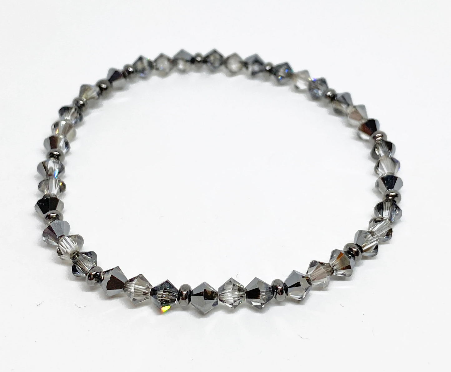 Swarovski Crystal Stretch Accent Bracelet in Crystal Silver Night Satin