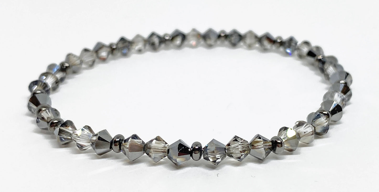 Swarovski Crystal Stretch Accent Bracelet in Crystal Silver Night Satin