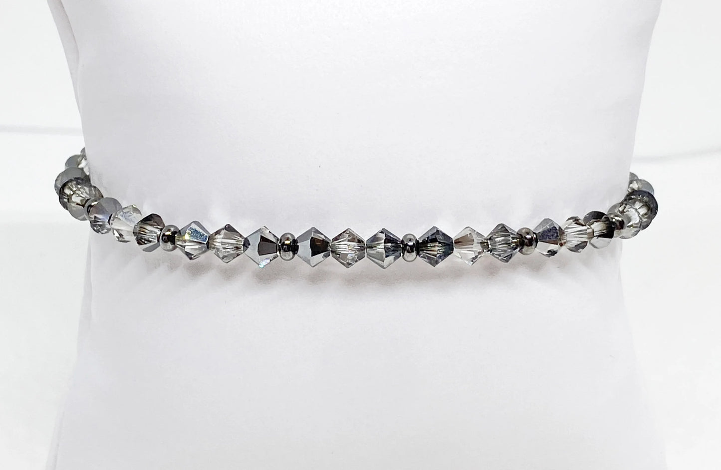 Swarovski Crystal Stretch Accent Bracelet in Crystal Silver Night Satin