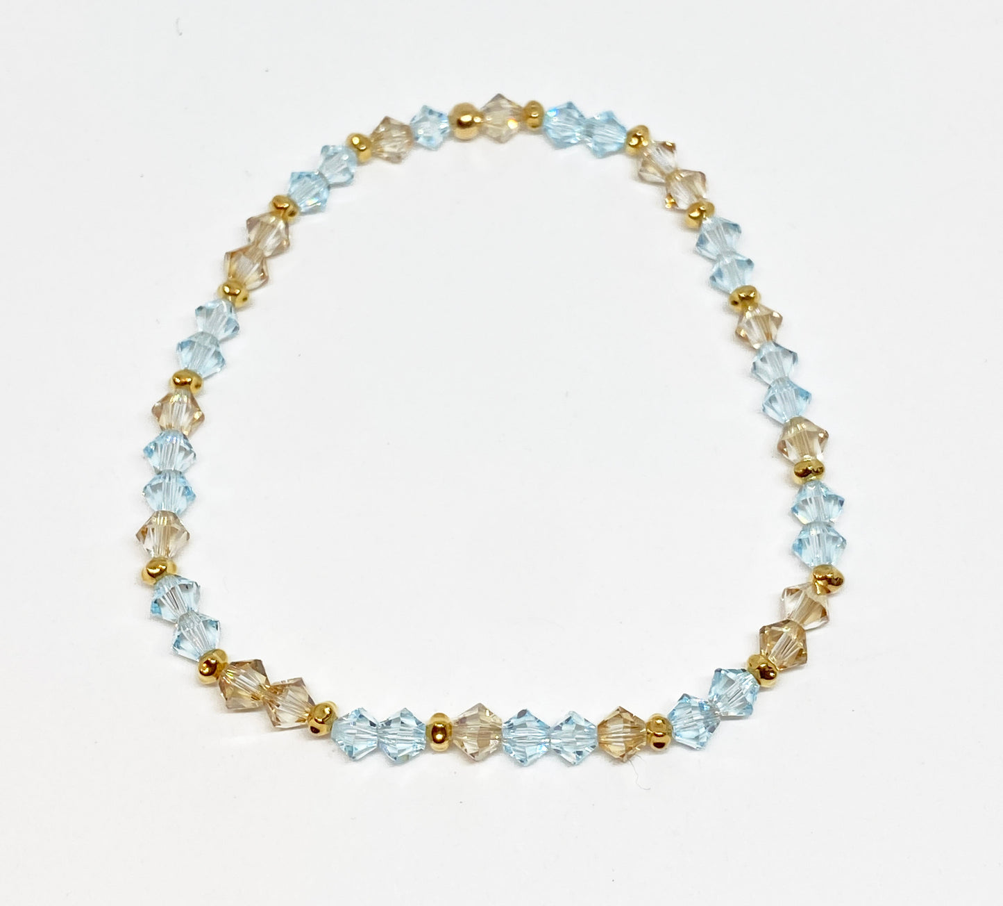 Swarovski Crystal Stretch Accent Bracelet in Surf - with Light Azore and Golden Swarovski Crystals