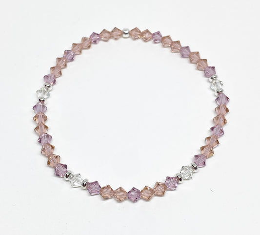 Swarovski Crystal Stretch Solid Accent Bracelet in Misty Rose