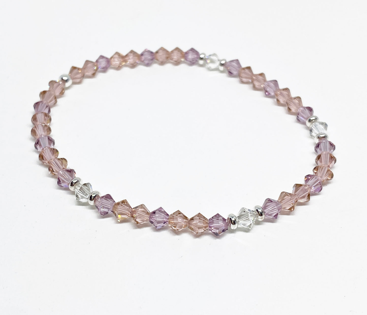 Swarovski Crystal Stretch Solid Accent Bracelet in Misty Rose