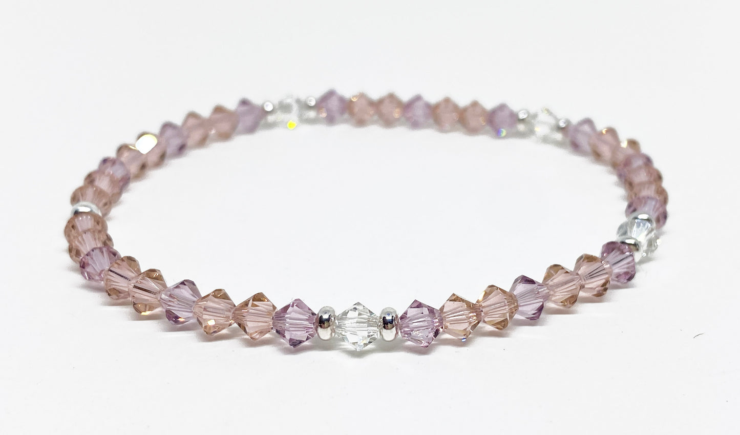 Swarovski Crystal Stretch Solid Accent Bracelet in Misty Rose