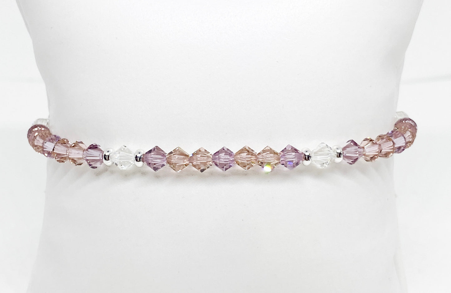 Swarovski Crystal Stretch Solid Accent Bracelet in Misty Rose