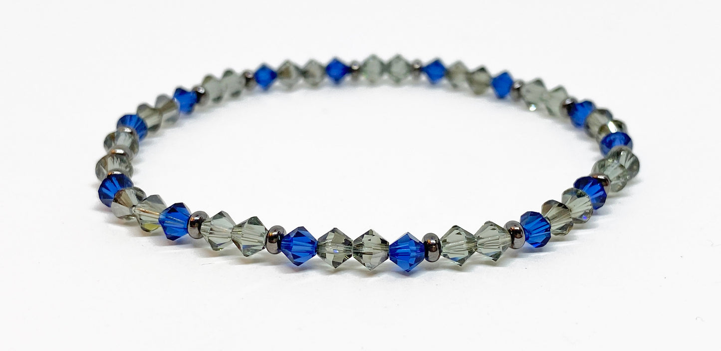 Swarovski Crystal Stretch Solid Accent Bracelet in Midnight Sapphire