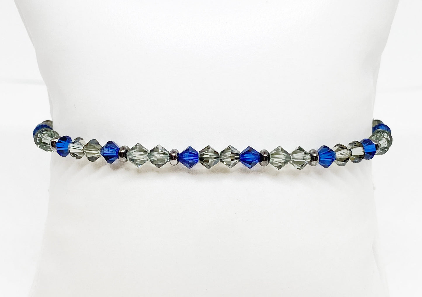 Swarovski Crystal Stretch Solid Accent Bracelet in Midnight Sapphire