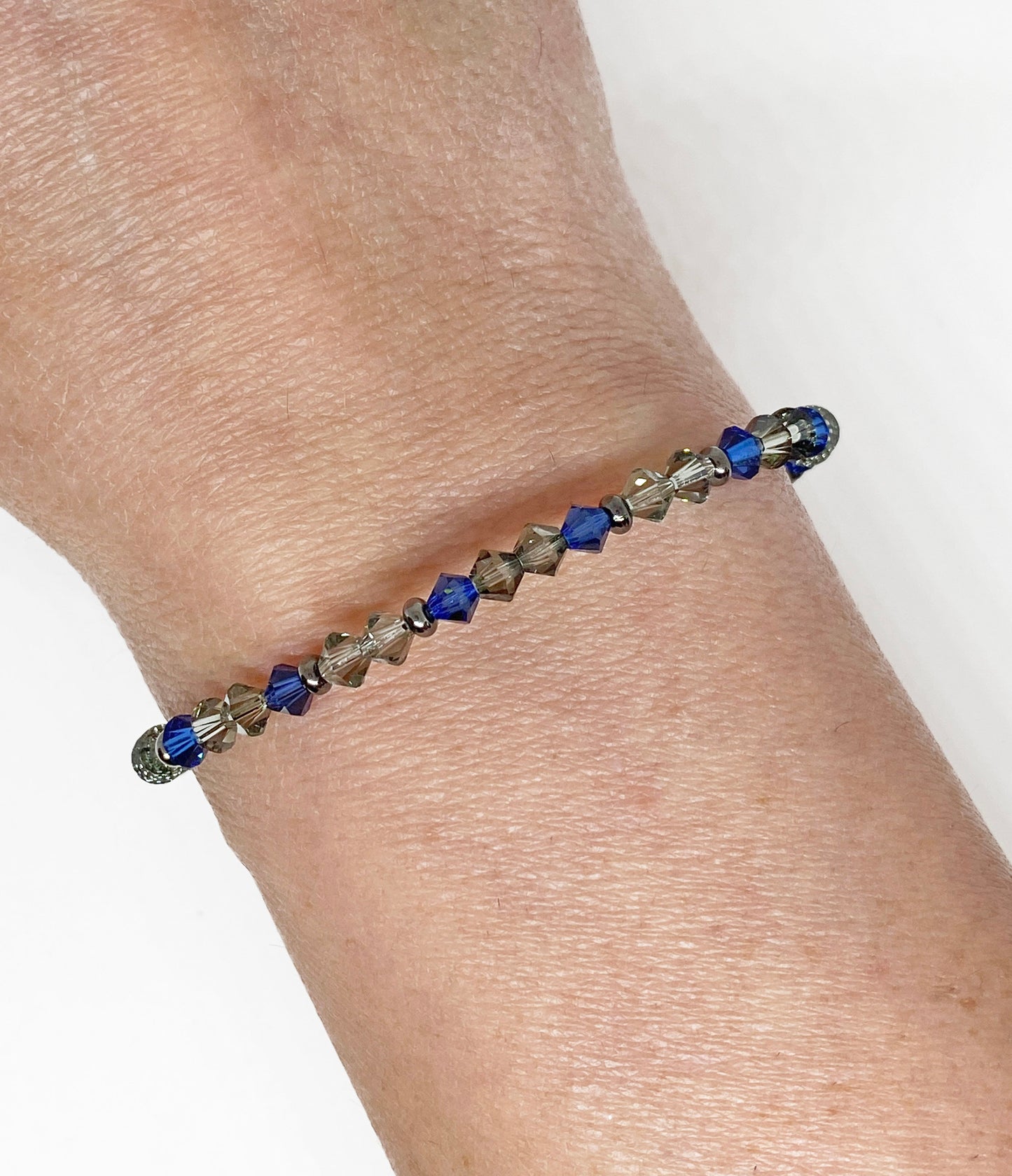 Swarovski Crystal Stretch Solid Accent Bracelet in Midnight Sapphire