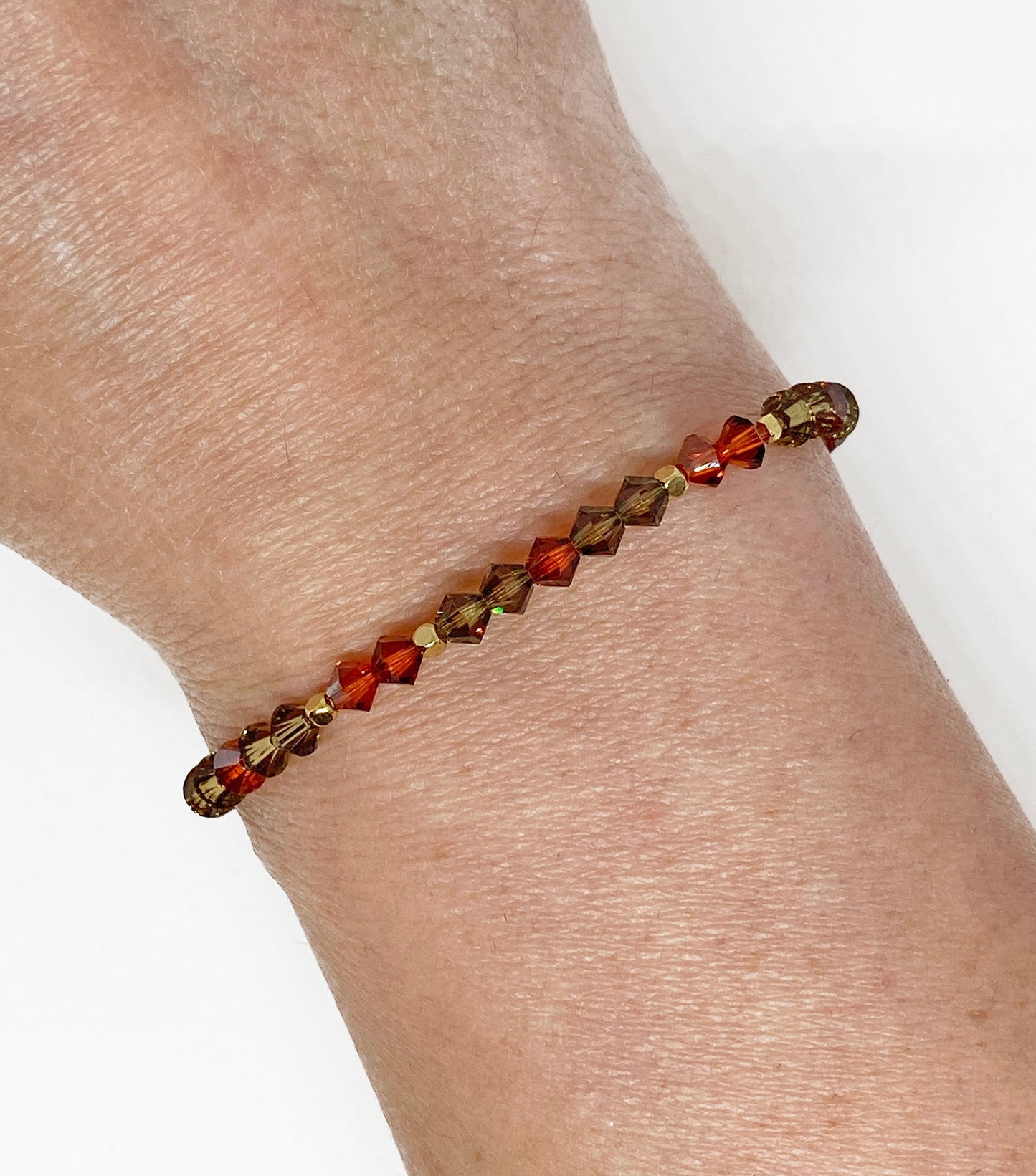 Swarovski Crystal Stretch Solid Accent Bracelet in Autumn Auburn