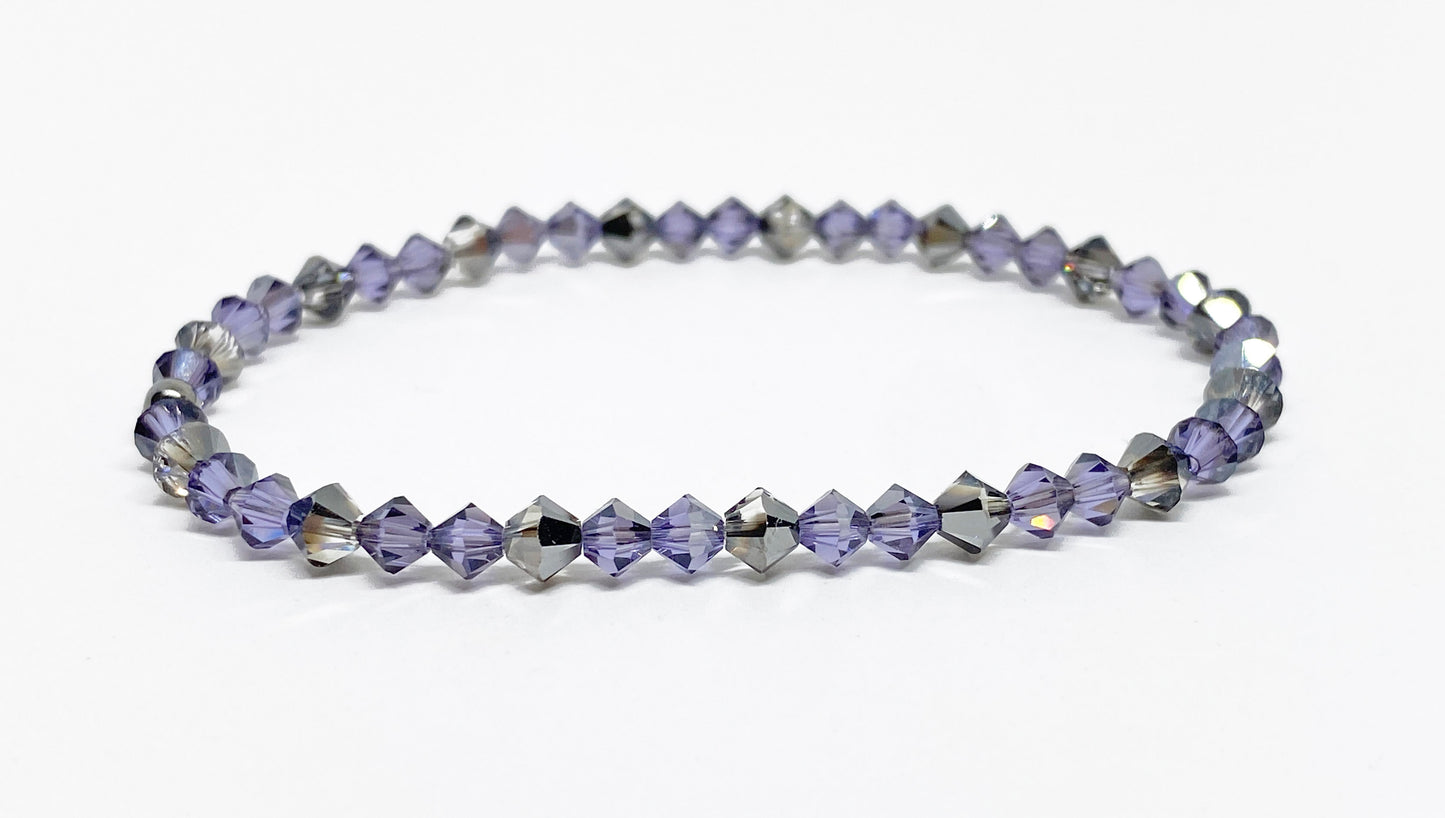 4mm Swarovski Crystal Stretch Solid Accent Bracelet in Dusk