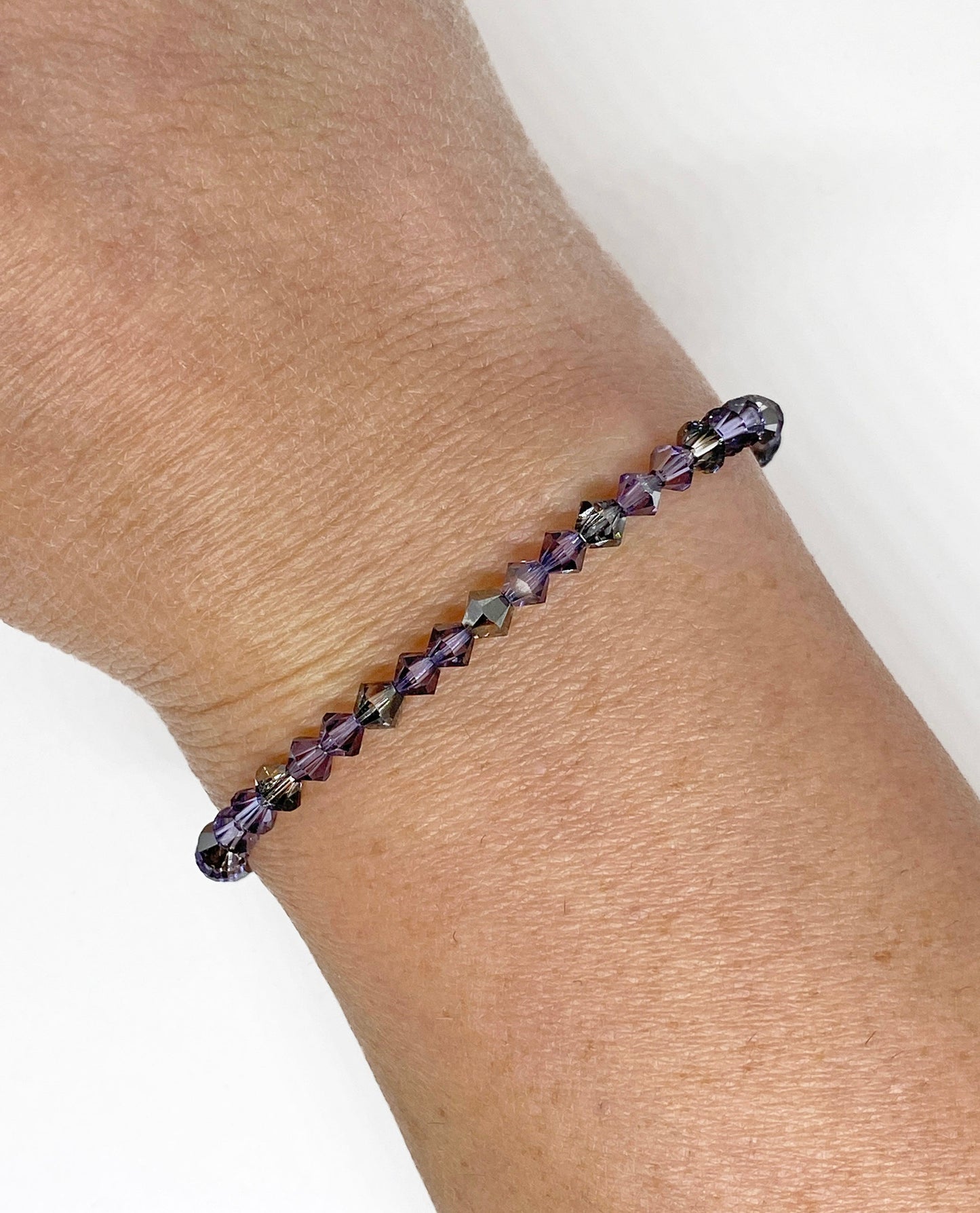 4mm Swarovski Crystal Stretch Solid Accent Bracelet in Dusk