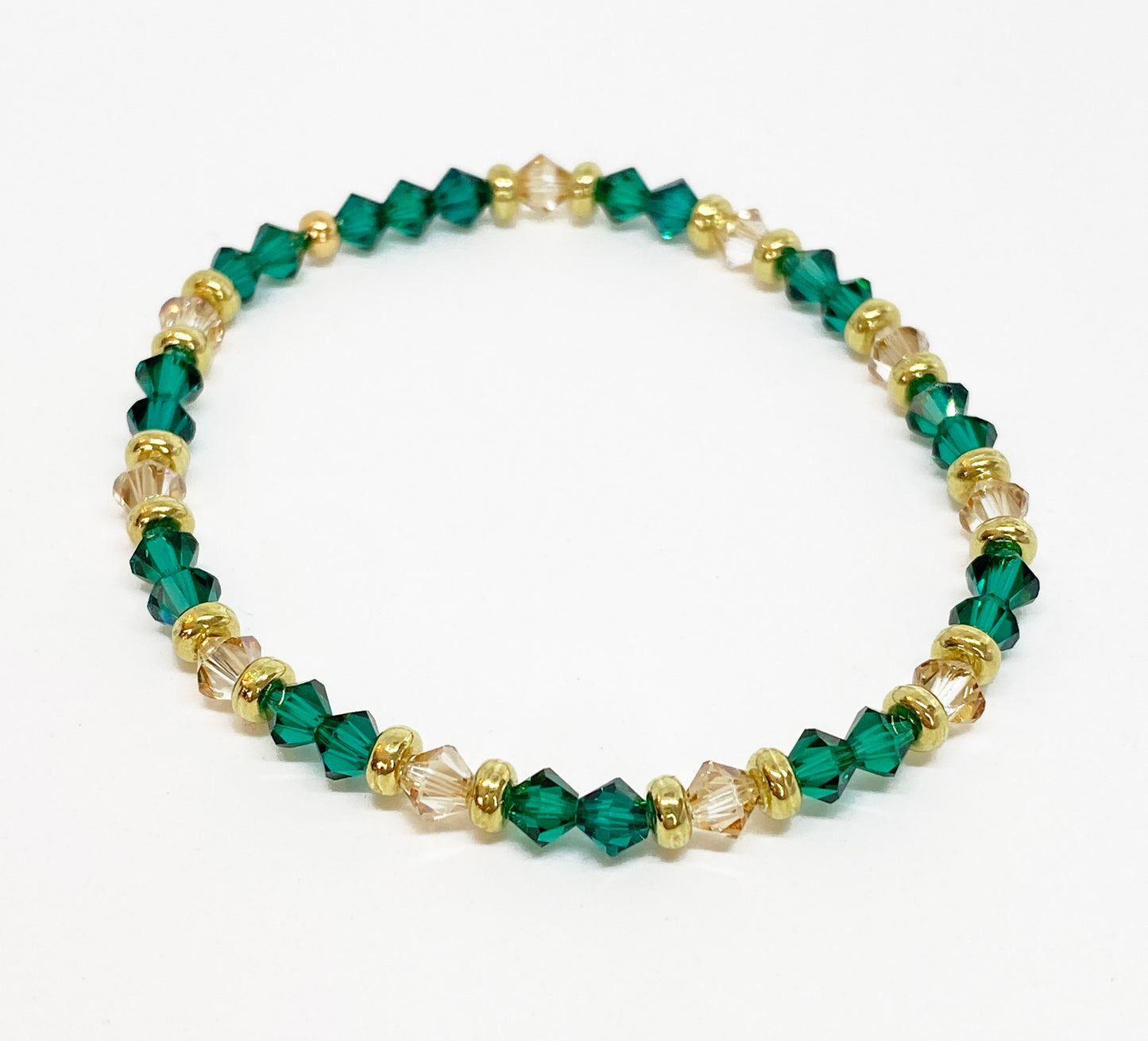 Swarovski Crystal Holiday Accent Bracelet in Emerald and Gold