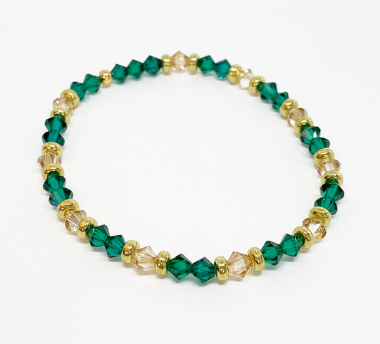 Swarovski Crystal Holiday Accent Bracelet in Emerald and Gold