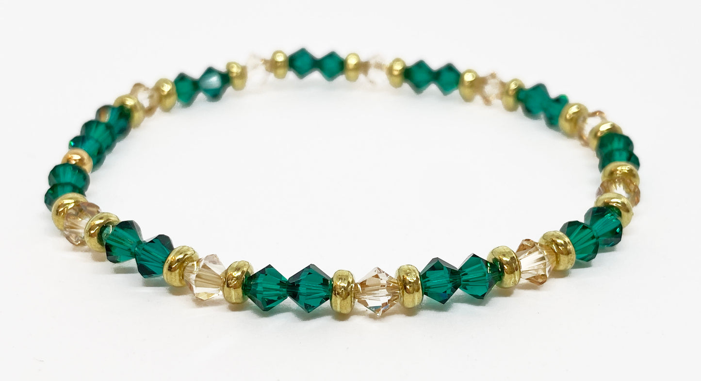 Swarovski Crystal Holiday Accent Bracelet in Emerald and Gold