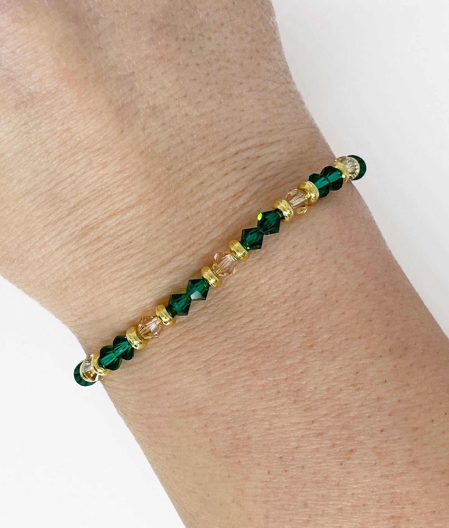 Swarovski Crystal Holiday Accent Bracelet in Emerald and Gold