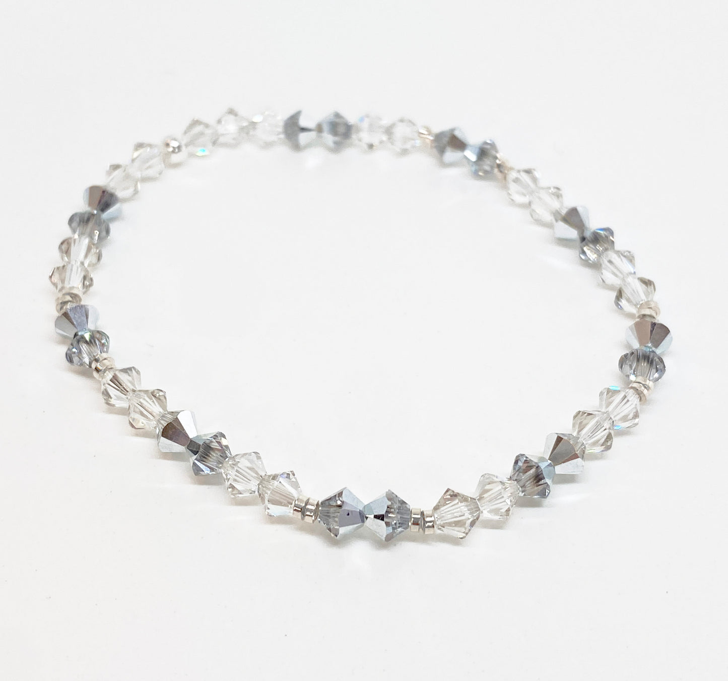 Swarovski Crystal Stretch Accent Bracelet in Winter Frost, with Silver and Clear Swarovski Crystals