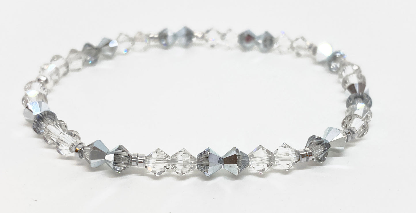 Swarovski Crystal Stretch Accent Bracelet in Winter Frost, with Silver and Clear Swarovski Crystals