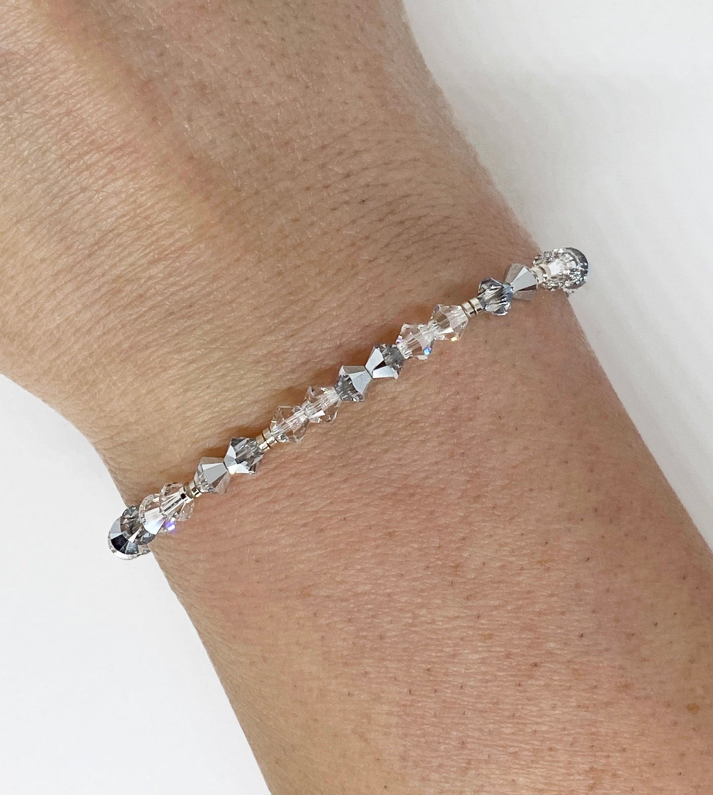 Swarovski Crystal Stretch Accent Bracelet in Winter Frost, with Silver and Clear Swarovski Crystals