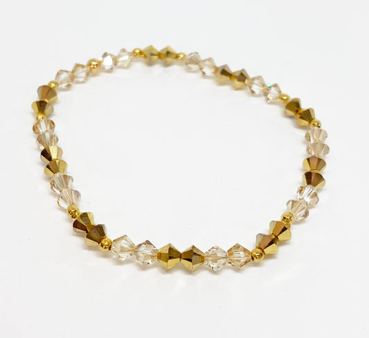 Swarovski Crystal Stretch Accent Bracelet in Golden Glow, with Gold Swarovski Crystals