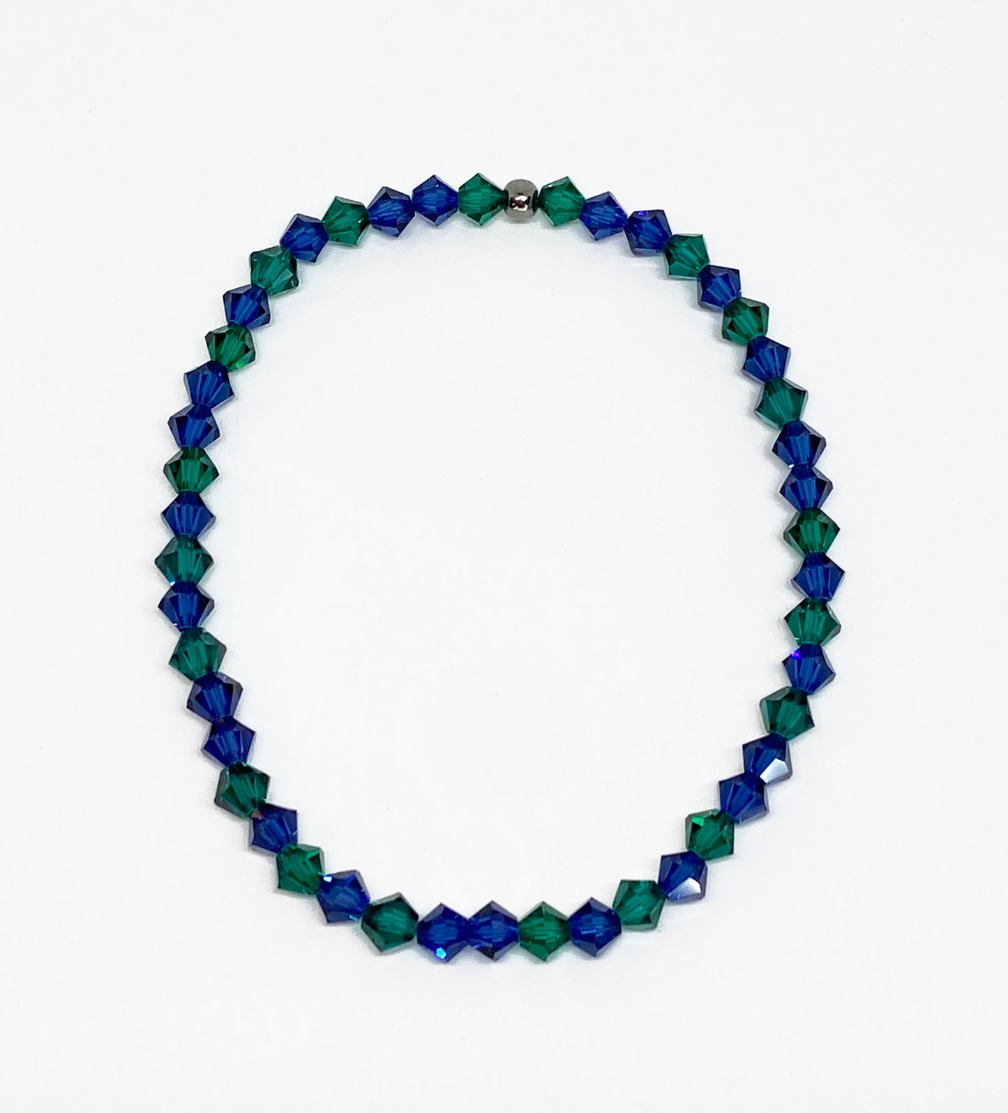 Swarovski Crystal Stretch Accent Bracelet in Luxe, with Dark Sapphire and Emerald Swarovski Crystals