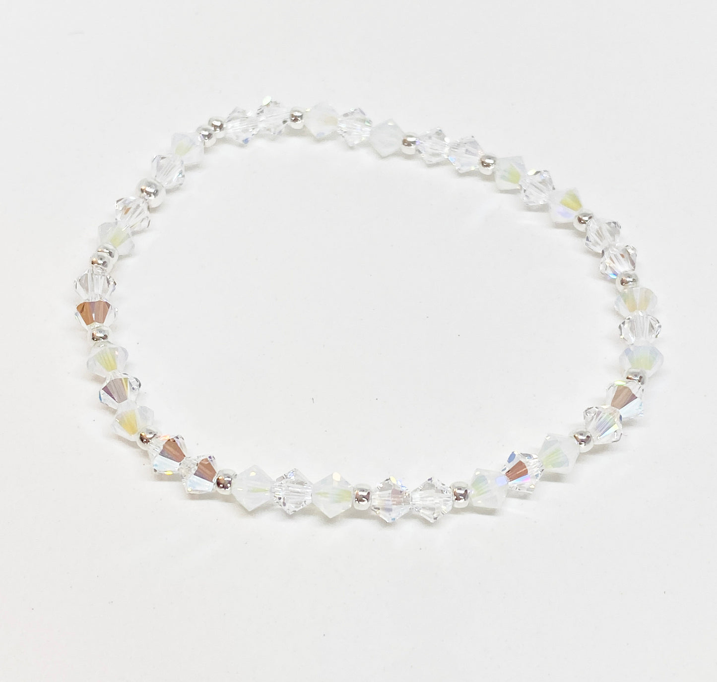 Swarovski Crystal Stretch Accent Bracelet in Snowflake Sparkle, with White Opal and Clear Swarovski Crystals