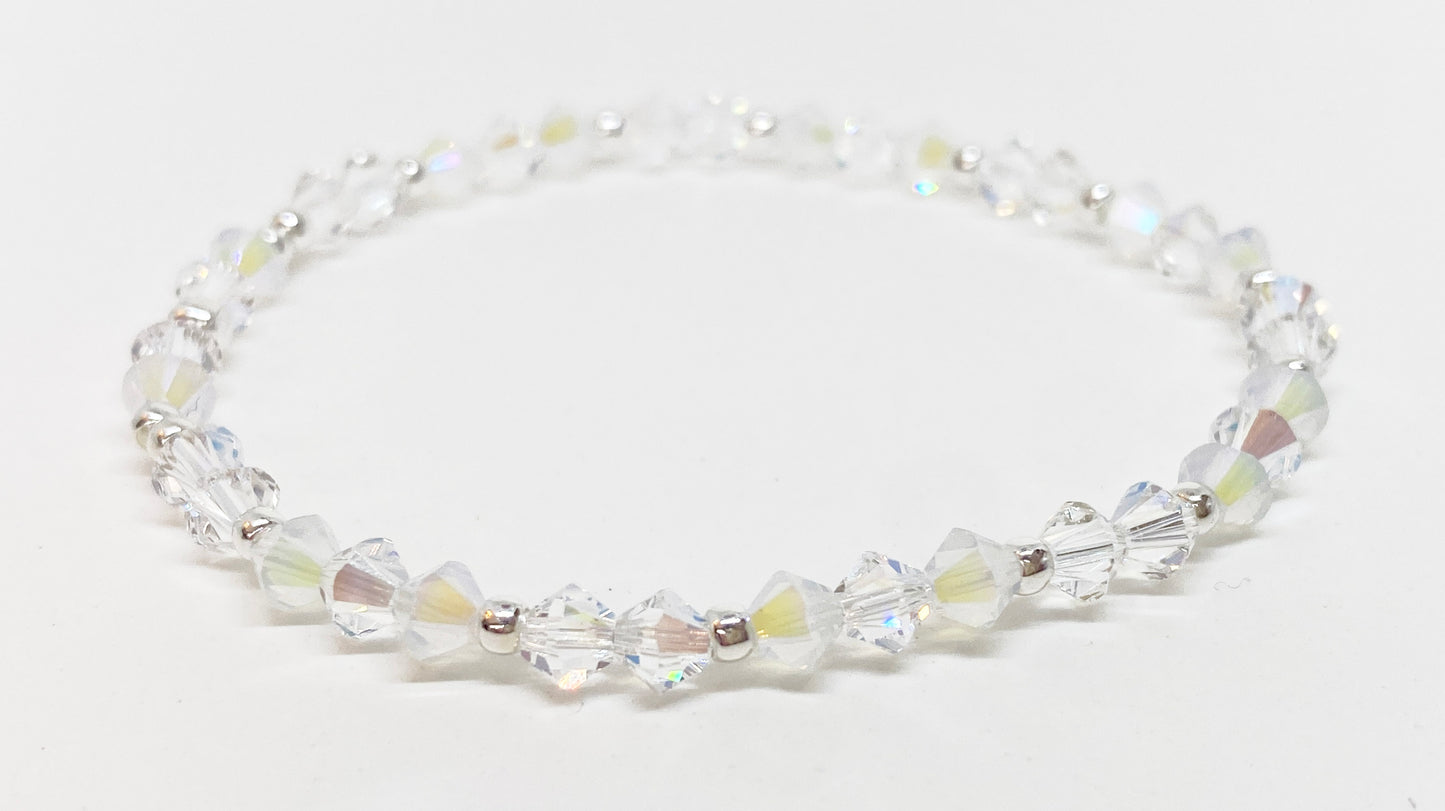 Swarovski Crystal Stretch Accent Bracelet in Snowflake Sparkle, with White Opal and Clear Swarovski Crystals