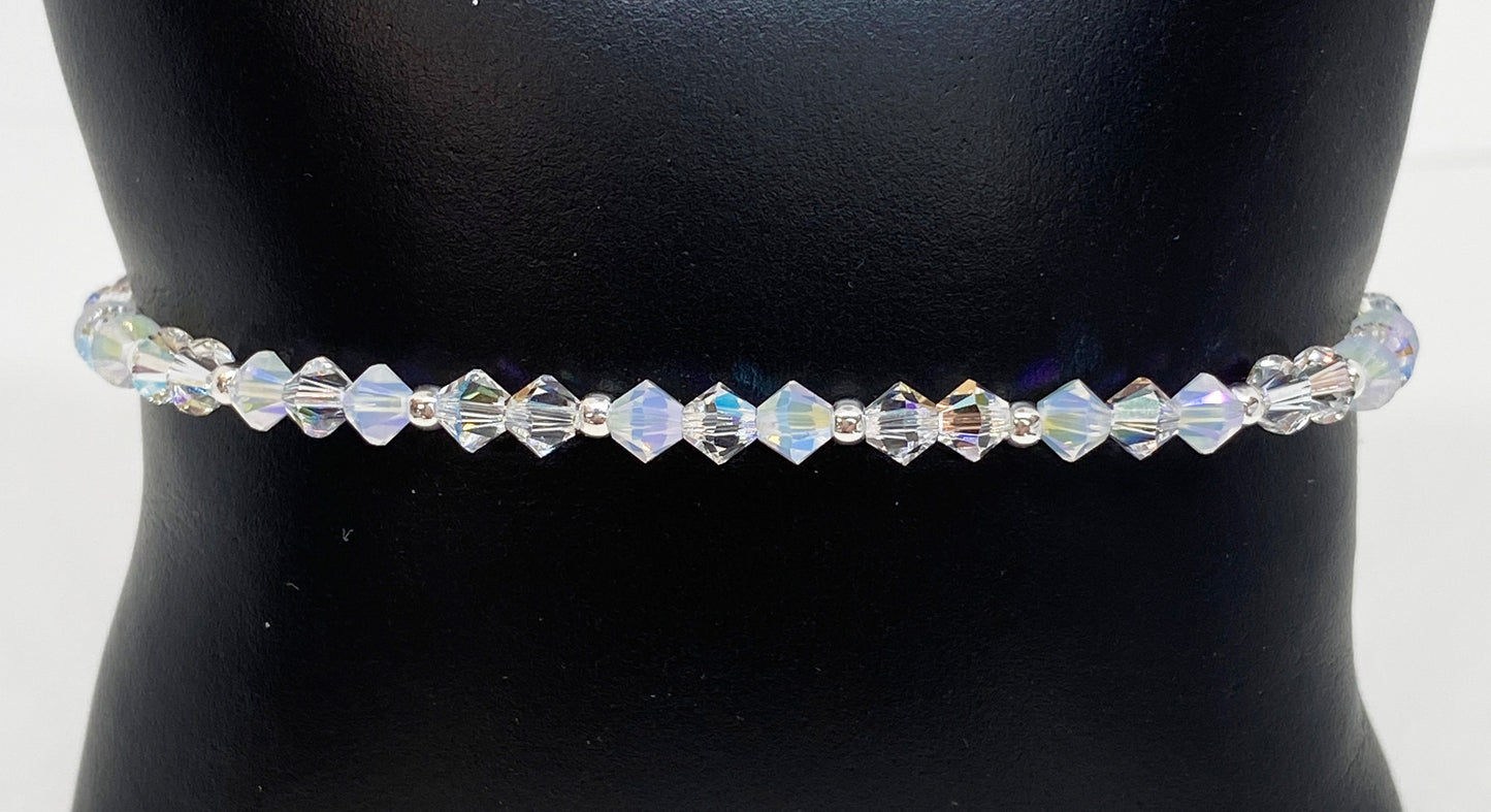 Swarovski Crystal Stretch Accent Bracelet in Snowflake Sparkle, with White Opal and Clear Swarovski Crystals