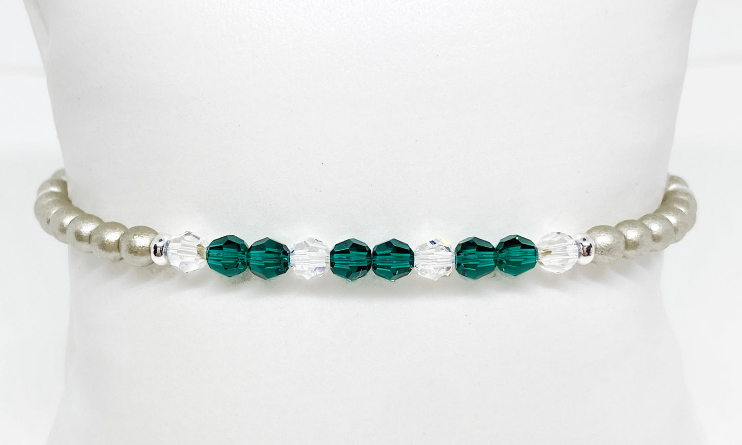 Swarovski Round Crystal Holiday Bracelet in Evergreen, Emerald, Swarovski Crystal