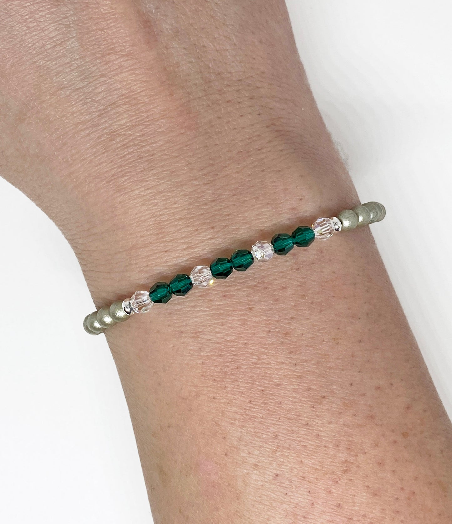 Swarovski Round Crystal Holiday Bracelet in Evergreen, Emerald, Swarovski Crystal