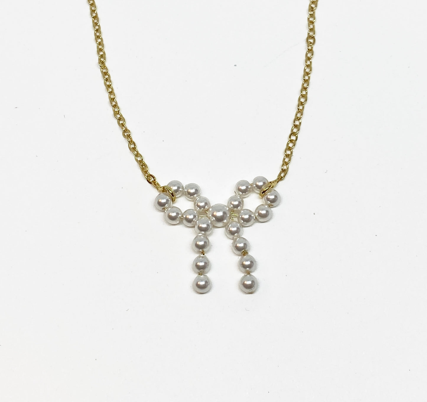 Swarovski Pearl Bow Necklace on Chain