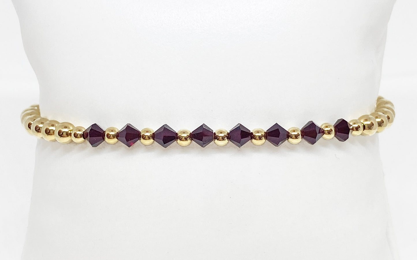 January Birthstone Shimmer - Featuring Garnet Swarovski Crystals and Gold or Sterling Silver beads