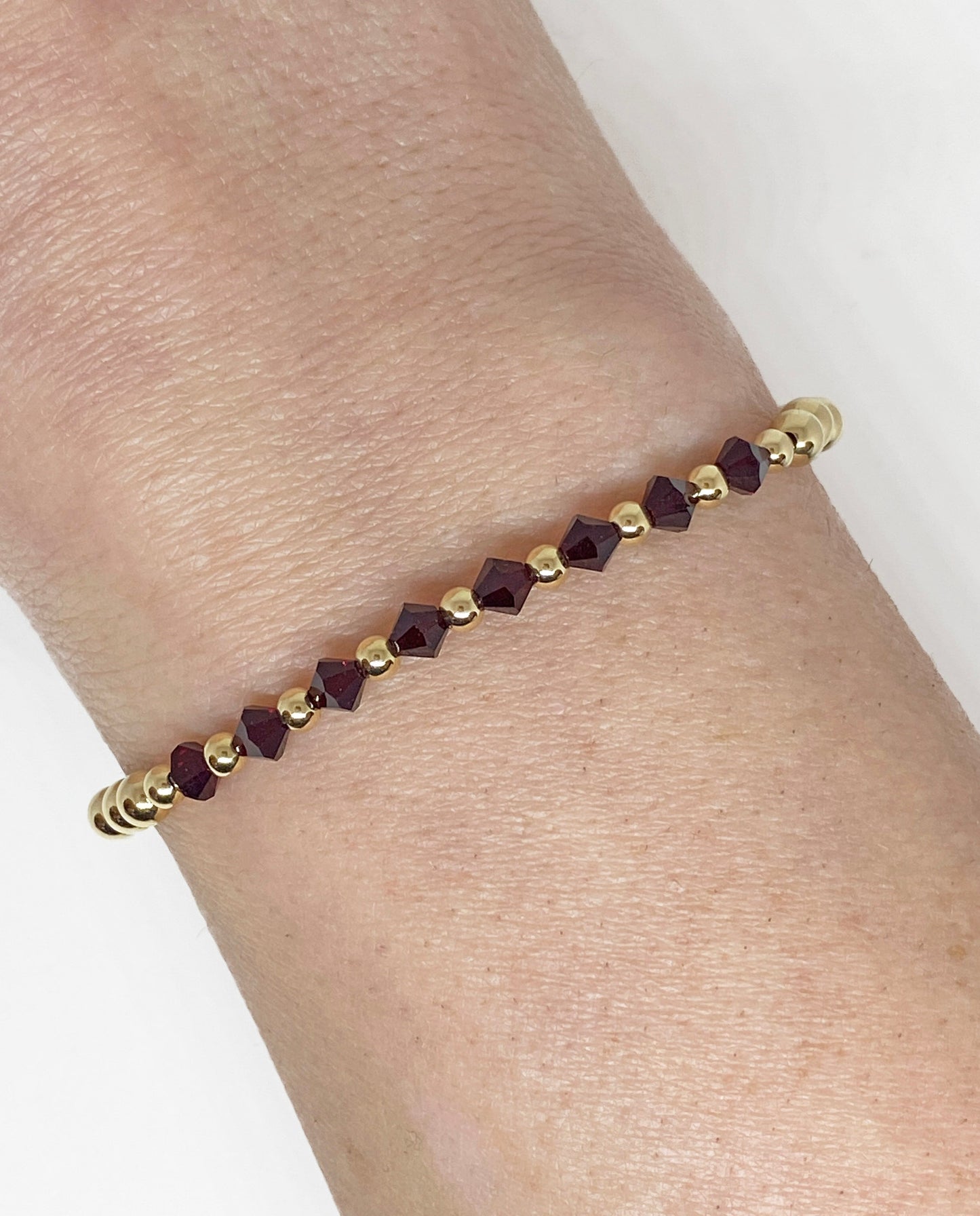 January Birthstone Shimmer - Featuring Garnet Swarovski Crystals and Gold or Sterling Silver beads