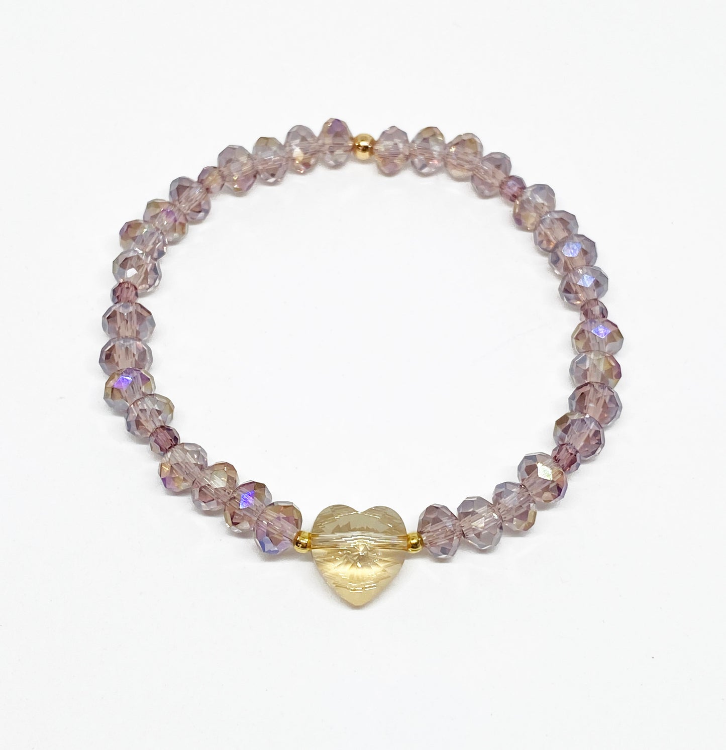 Swarovski Crystal Heart Bracelet in Golden and Purple, Perfect for Valentine's Day!