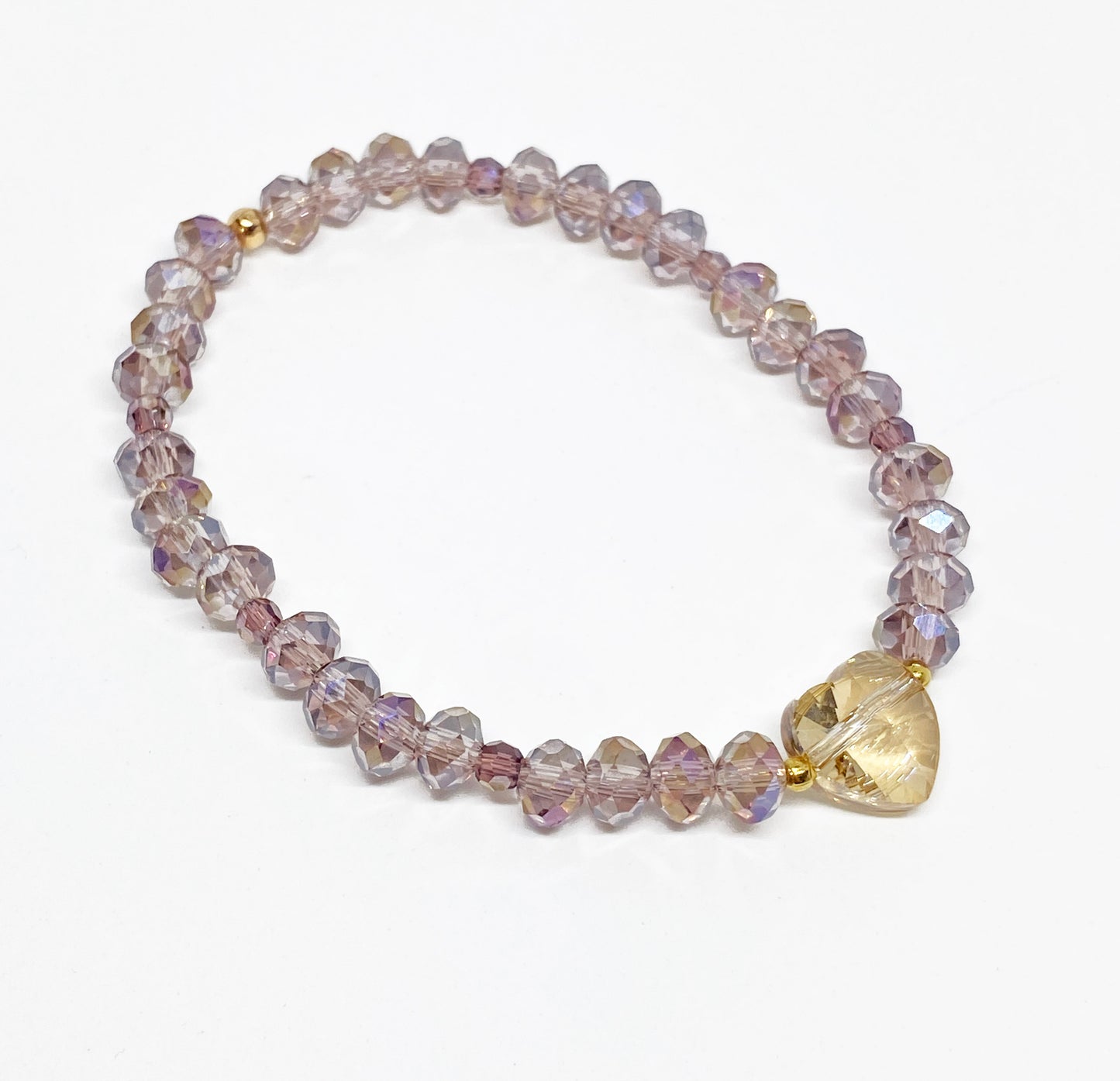 Swarovski Crystal Heart Bracelet in Golden and Purple, Perfect for Valentine's Day!