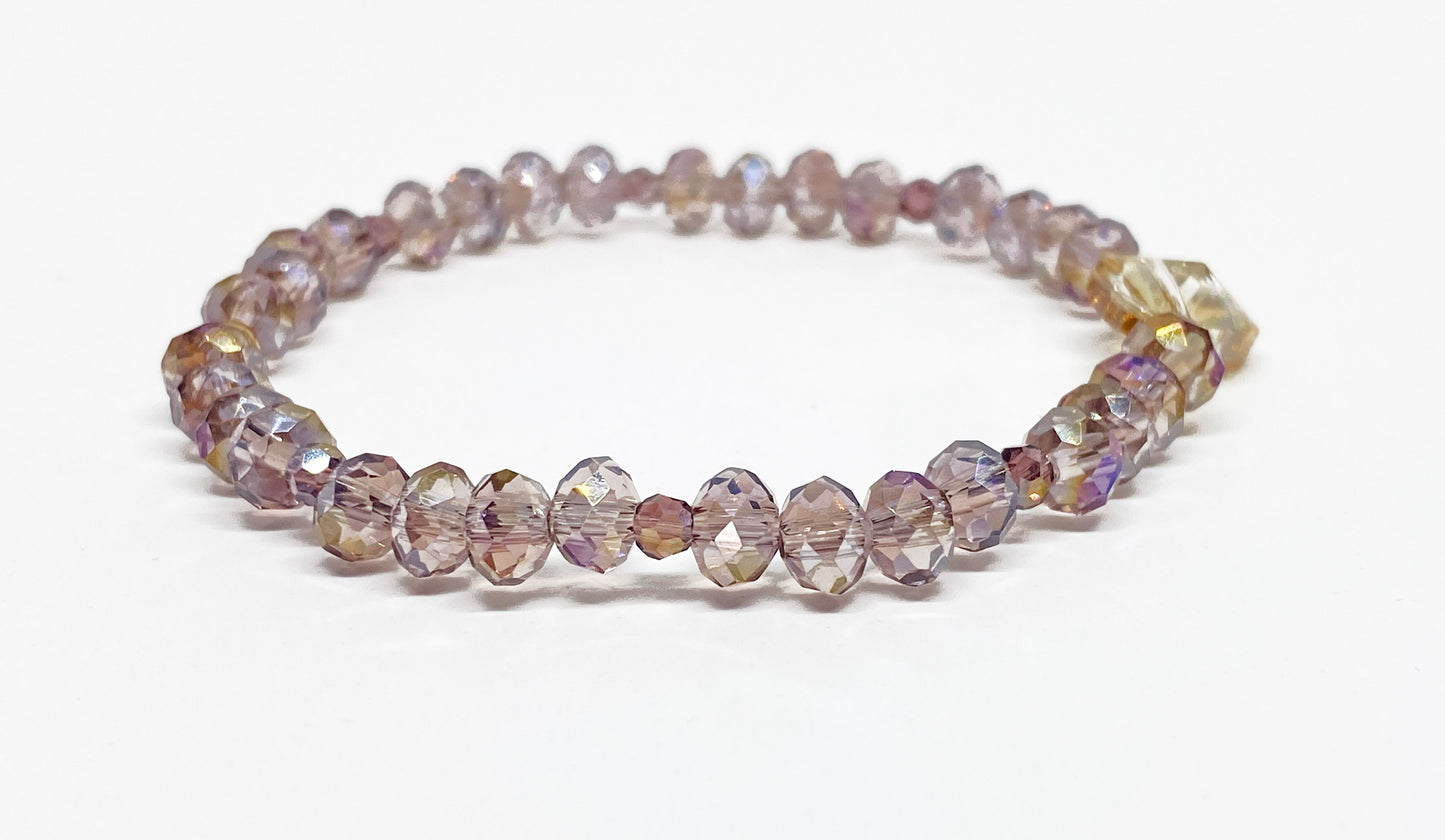 Swarovski Crystal Heart Bracelet in Golden and Purple, Perfect for Valentine's Day!