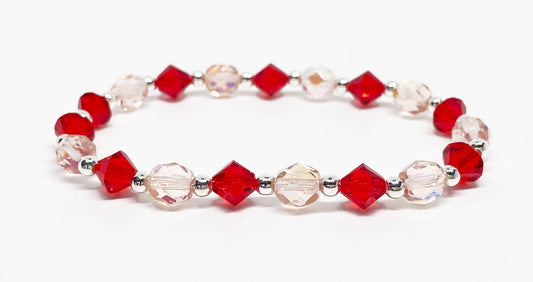 Swarovski Crystal Bracelet in Endless Love, with Light Siam Red Swarovski Crystals. Perfect for Valentine's Day!