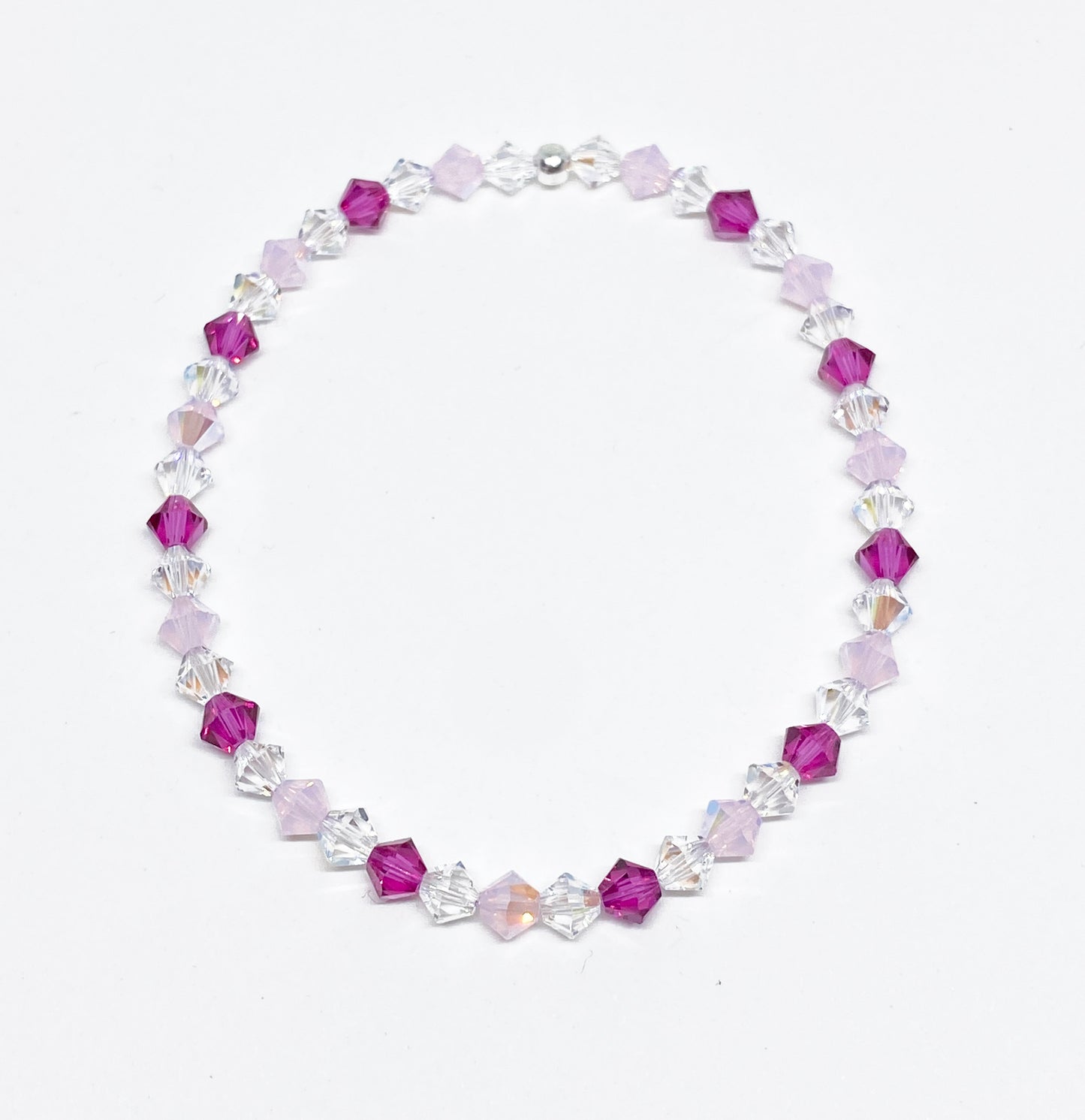 Swarovski Crystal Bracelet in Lover - with Rose Water Opal and Fuchsia Pink Swarovski Crystals