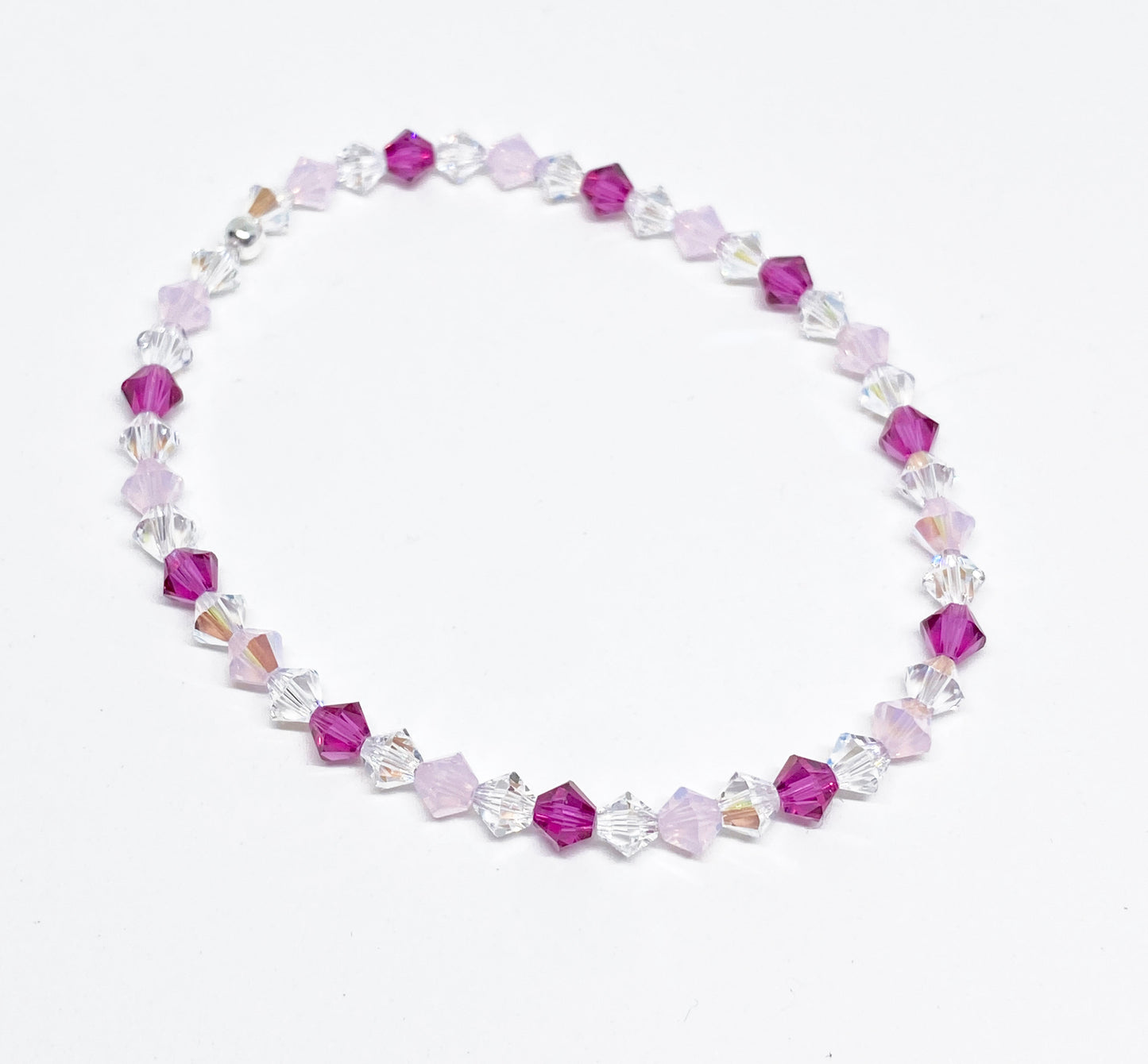 Swarovski Crystal Bracelet in Lover - with Rose Water Opal and Fuchsia Pink Swarovski Crystals