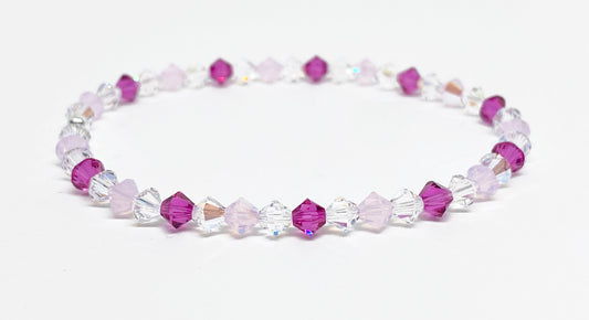 Swarovski Crystal Bracelet in Lover - with Rose Water Opal and Fuchsia Pink Swarovski Crystals