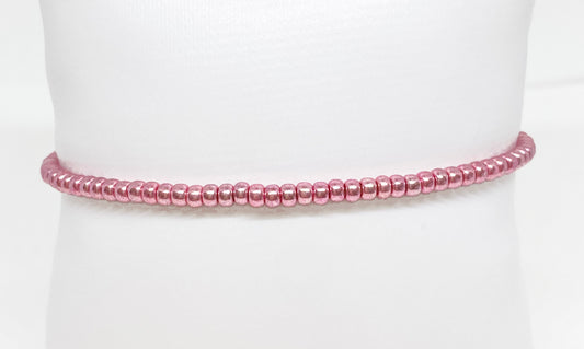 Dainty Glass Metallic Blush Pink Seed Bead Bracelet