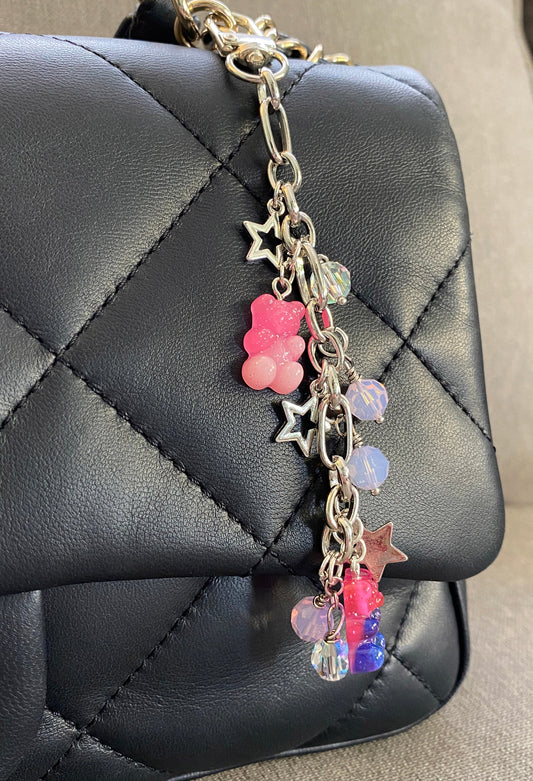 Swarovski Crystal and Acrylic Handbag Charm, Silver