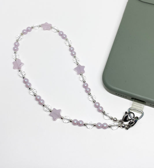 Swarovski Pearl and Glass Crystal Phone Strap in Light Rose