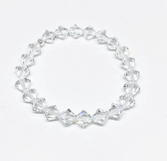 8mm Swarovski Crystal Stretch Solid Bicone Bracelet in Crystal Clear