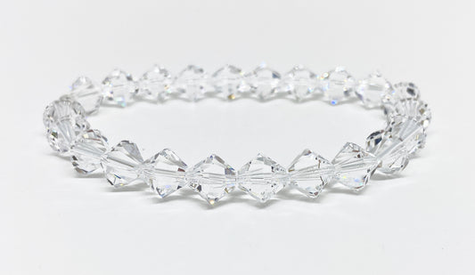 8mm Swarovski Crystal Stretch Solid Bicone Bracelet in Crystal Clear