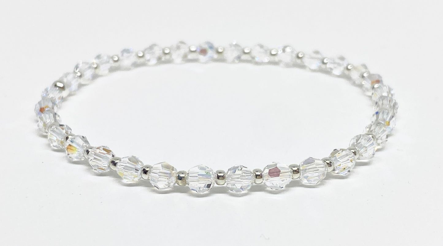 Swarovski 4mm Round Crystal Holiday Bracelet in Crystal Shimmer