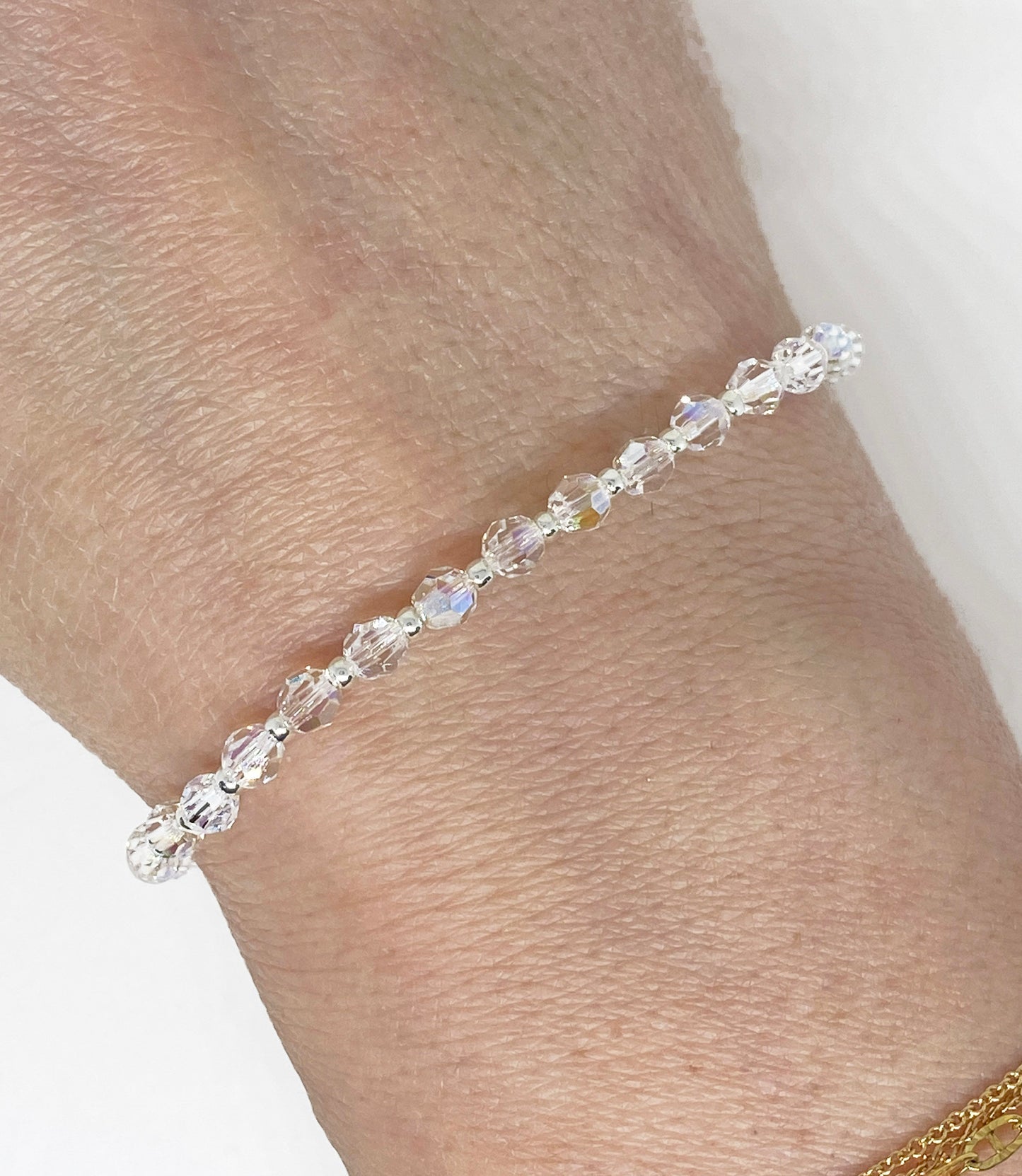 Swarovski 4mm Round Crystal Holiday Bracelet in Crystal Shimmer