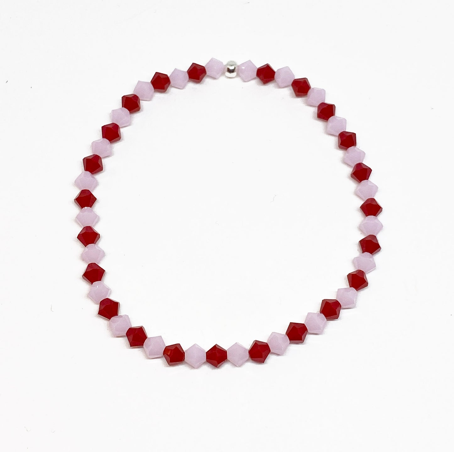 Swarovski Crystal Bracelet in Candy Heart - with Light Pink and Red Opaque Swarovski Crystals