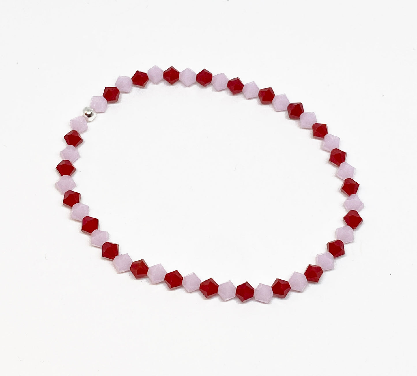 Swarovski Crystal Bracelet in Candy Heart - with Light Pink and Red Opaque Swarovski Crystals