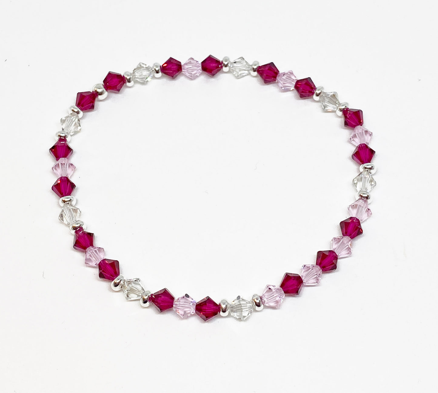 Swarovski Crystal Bracelet in Velvet Rose - with Ruby and Light Pink Swarovski Crystals
